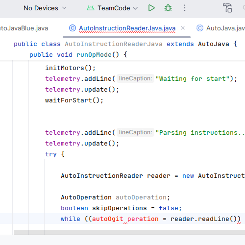Android studio robot code